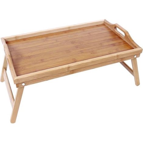 Plateau petit déjeuner - 50 x 30 cm - Bambou naturel - Pliable - Léger