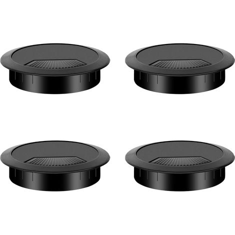 4 Pièces Passe Cable Bureau, Trou de Câble Bureau, Trou de Gestion des Câbles de Bureau de 60 mm, Cache-Câble Organisateur de Câbles Rond pour Bureau, Maison, École, Rangements de Câbles (Noir) (1/5)
