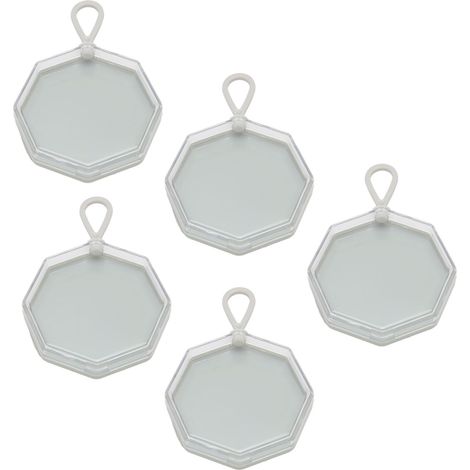 Boîte de rangement pour houppettes grise octogonale portable (lot de 5) pour houppettes de maquillage et capsules d'ongles. (1/5)