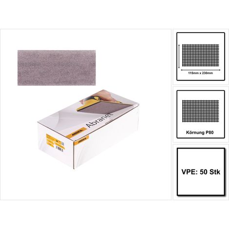 Boîte 50 coupes abrasives auto-agrippantes Abranet 115 X 230 mm MIRKA  Grain: 80 (1/5)