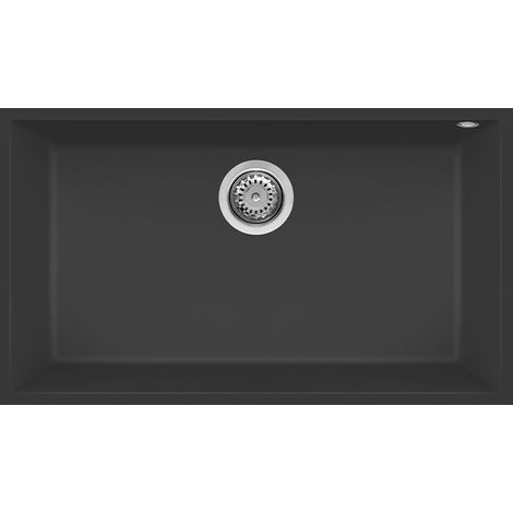 Elleci LGQ13040BSO Quadra 130 Lavello da incasso sottotop 1 vasca 76x44 cm Granitek colore Nero (1/6)