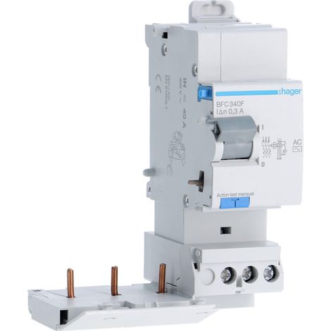 Bloc différentiel Triphasé 40A 300mA type AC HAGER BFC340F (1/4)