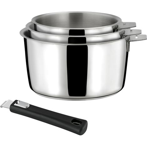 Malice - Série de 3 casseroles 16/18/20cm inox avec poignée noire (1/5)