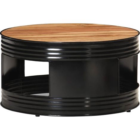 321933 vidaXL Coffee Table Black 68x68x36 cm Solid Acacia Wood (1/5)