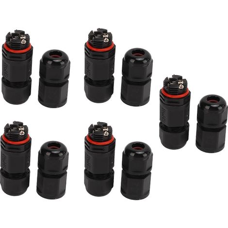 Connecteur électrique étanche IP68 380V à visser, lot de 5, pour câblage industriel et équipements professionnels, sertissage robuste, usage intensif. (1/5)