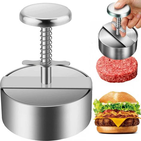 Fleischpresse aus Edelstahl 304, Hamburgerpresse, Frikadellenform, Küchenutensil, 10 cm (1/5)