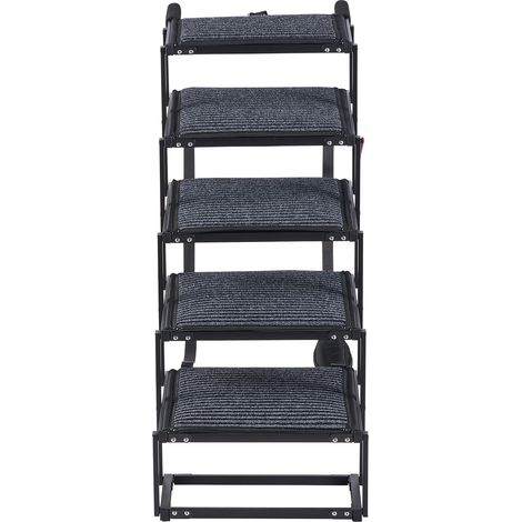 Mophorn Klappbare 5-stufige Hundetreppe mit Filzteppich, Breite Einstiegshilfe für große Hunde, geeignet für Auto, SUV, LKW, Bett und Sofa, belastbar bis 90 kg (1/5)