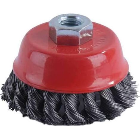 1BLISTER SPAZZOLA TAZZA FILI ACCIAIO RITORTI SMERIGLIATRICE EXTRA mm80 foro