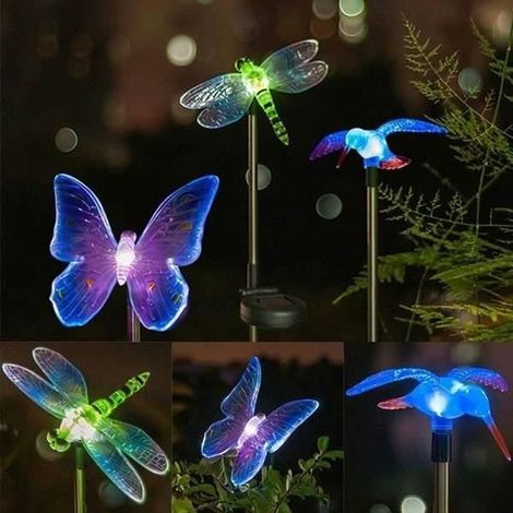 Solaire lampe étanche LED colorée lumière jardin décoration paysagère papillon (1/4)