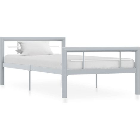 vidaXL Bed Frame without Mattress Grey and White Metal 100x200 cm (1/5)