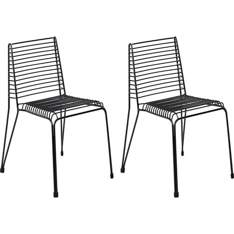 Set di 2 sedie da giardino in acciaio impilabili da esterno per patio nero Chieve