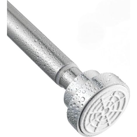 Tringle à rideau de douche rétractable, sans perçage, convient pour salle de bain, fenêtre, armoire penderie 85-140 cm, argent (1/5)