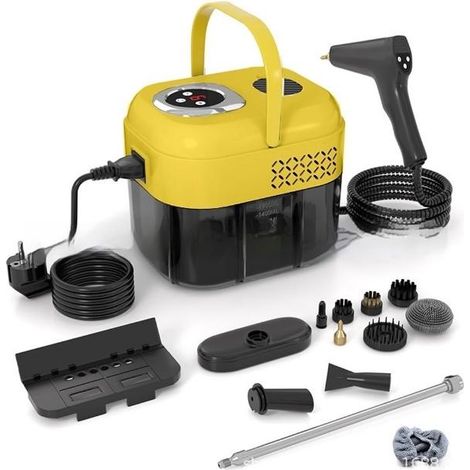 Nettoyeur vapeur haute pression, 6 vitesses, nettoyeur vapeur portable, nettoyeur ménager avec réservoir d'eau de 1,7 L et tête de brosse. (1/5)