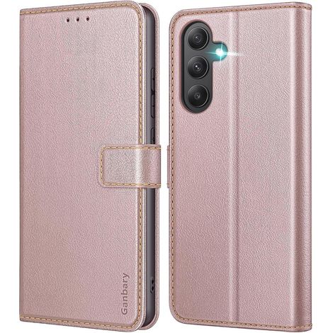 Handyhülle Leder A55 5G Magnetverschluss Standfunktion Roségold (1/5)