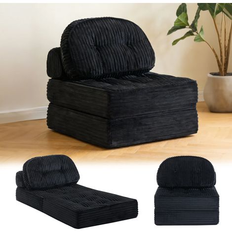 Faltbares Schlafsofa, 4-in-1 Tragbarer Stuhl-Bett-Komfortable Bodensofa, Umwandelbarer Schlafsessel mit Kissen, Cord-Stoffbezug Sessel Schlafcouch, für Wohnzimmer und Schlafzimmer