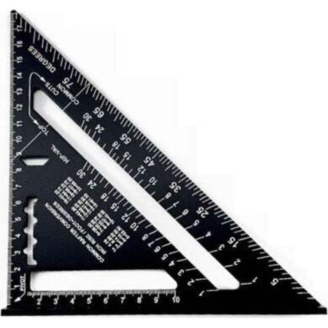 180 mm Equerre Menuisier,Rapporteur d'Angle de Triangle Alliage d'Aluminium,équerres de charpentier triangulaire épaissi à 45 90 Degres (1/4)