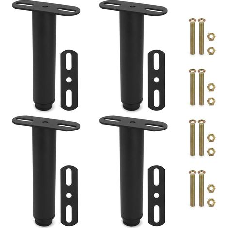 4 x Slatted Base Feet, Sturdy Adjustable Bed Foot 18-33 cm (Matte Black) (1/5)