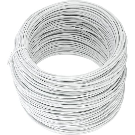 Bobine de fil d'attache de 0,75 mm x 50 m, en fer galvanisé revêtu de PVC, pour la fixation de barres d'armature et de câbles à fibres optiques, blanc.