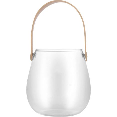 Vase à Fleurs avec Poignée en Cuir PU de Style Nordique en Verre Vase à Composition Décoratif et Arrangement Floral Élégant pour Chambre (1/5)