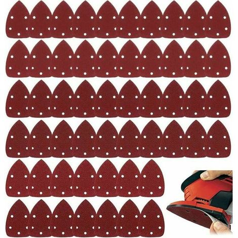 Lot de 60 Papiers Abrasifs Triangulaires à Crochet et Boucle - Différents Grits Inclus (40, 60, 80, 100, 120, 150, 180, 240, 320, 400) (1/4)