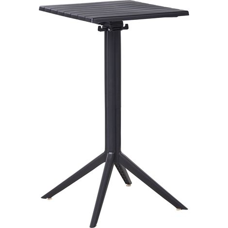 Table de Bistrot en Matière Synthétique 60 x 60 cm Plateau Rabattable Résistant à l'Extérieur Noire Lemnos