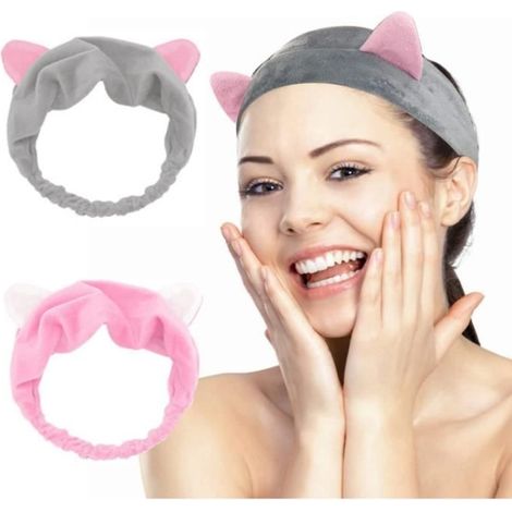Schminkstirnband, Stirnband für die Gesichtspflege, Katzenstirnband, elastisches Schminkstirnband für Damen, 3er-Set (1/4)