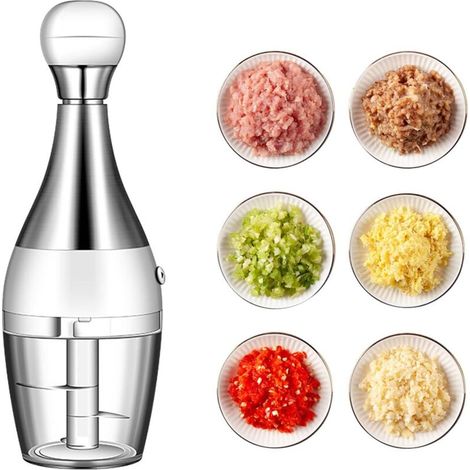 Mini coupe-ail multifonctionnel de luxe en acier inoxydable - facile à nettoyer pour hacher l'ail, les oignons, les pommes de terre et les poivrons (1/4)