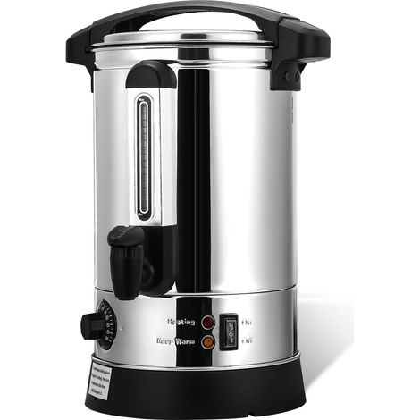 Wolketon Dispensador de bebidas calientes 10 L, 1500 W, acero inoxidable negro, termostato 30–95 °C, grifo y visor de nivel (1/5)