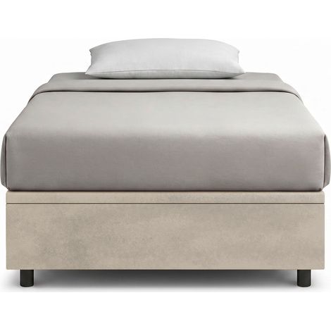 Letto 1 Piazza e Mezza Contenitore Imbottito 120x200 cm Microfibra Sabbia Boxmax (1/5)