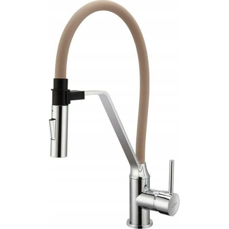 Invena Terra Küchenarmatur Beige mit Drehauslauf und Perlator