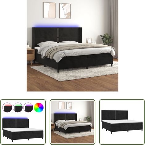 vidaXL Matelas à ressorts ensachés - Sommier à lattes de lit matelas et LED Noir 200x200 cm Velours (1/5)