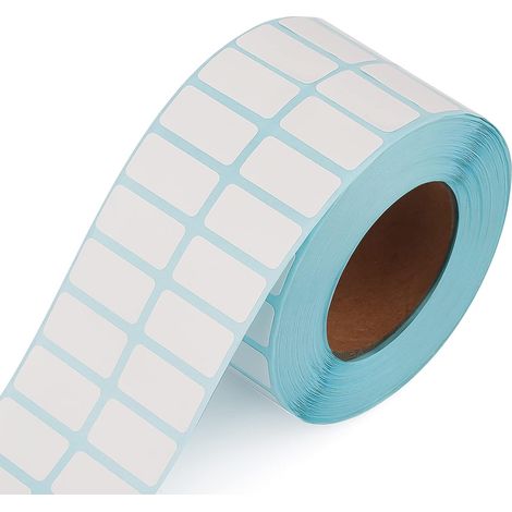 1 rotolo/6000 fogli di etichette adesive rettangolari da 0,8x0,4 pollici, autoadesive e scrivibili, con etichette bianche rimovibili. (1/2)