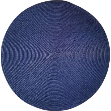 MINKUROW Set di 4 tappetini da tavolo rotondi intrecciati in PP lavabili e resistenti al calore 38 cm (Blu marino) (1/5)