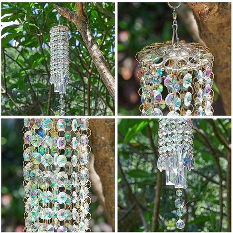 Carillon éolien en cristal, pendentif attrape-soleil coloré à suspendre, décoration artistique pour la maison, le balcon, le jardin, la cour et la porte d'entrée. (1/4)