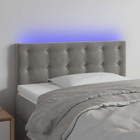 vidaXL Cabecero con LED de terciopelo gris claro 80x5x78/88 cm (1/5)