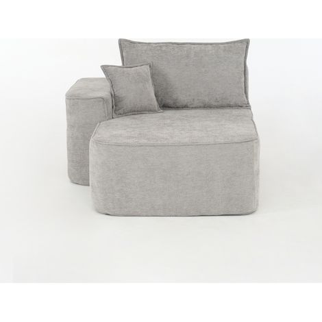 Divano in tessuto felpa (chenille) con cuscino e tasche laterali, grigio (1/5)