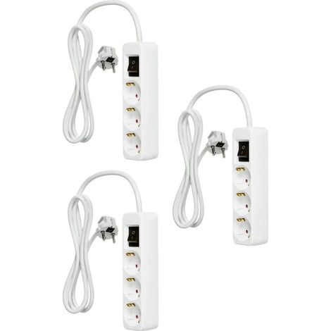 ORION91oficial® - Pack X 2 Regleta de 3 enchufes con Interruptor y Toma de Tierra Ladrón múltiple de 1,5 Metros hasta 3680W Protección Infantil Cable H05W-F 3G Color Negro - spaziOrion91 (1/2)
