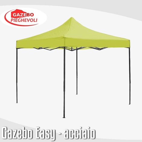 Gazebo 3x3 m giallo pieghevole portatile estendibile richiudibile estensibile acciaio SENZA laterali per fiere eventi stand chiosco tenda tendone mercato mercatino (1/5)