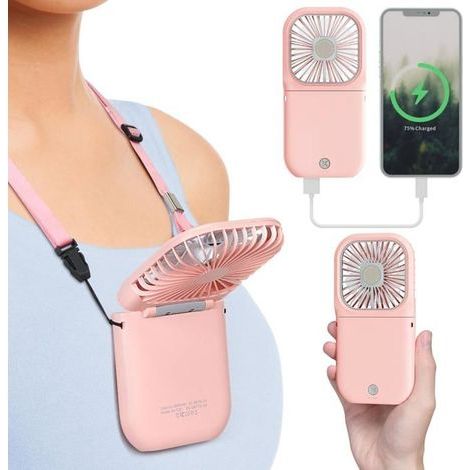 (Pink) Mini-Taschenventilator – Wiederaufladbarer persönlicher Ventilator, Mini-Kühlventilator mit USB-Anschluss (1/5)