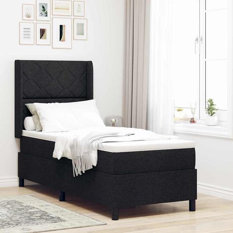 LED Boxspringbett mit Kopfteil Schwarz 90 x 190 cm Stoff vidaXL (1/5)
