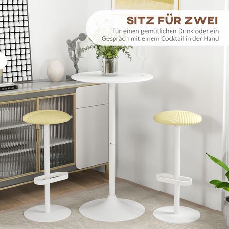 Table de comptoir haute blanche 60x60x102 cm pour 2 personnes, design moderne (1/4)
