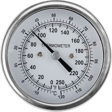 Thermomètre de four bimétallique à aiguille en acier inoxydable, mécanique, sans alimentation électrique, pour barbecue, fumoir, four et poêle, cadran analogique avec affichage de la fumée et de la te (1/5)