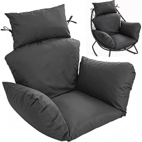 Coussin de fauteuil suspendu d'extérieur imperméable pour jardin, terrasse, gris foncé (1/5)