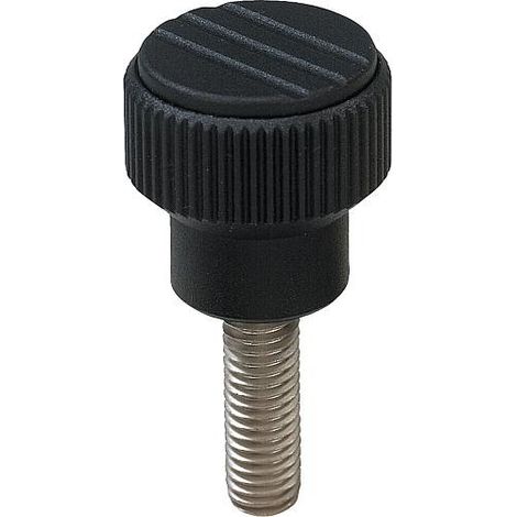 Bouton molete avec Filetage mâle M 5 x 20