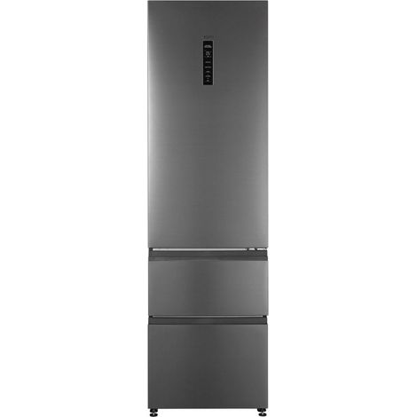 Haier HTW7620CNMP Kombi-Kühlschrank Edelstahl Schwarz 414 L