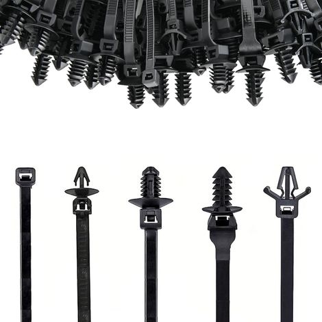 160 bridas universales para cables, 5 tamaños de bridas de nailon negro, adecuadas para el agrupamiento de cables en la industria automotriz, la construcción y en interiores. (1/5)