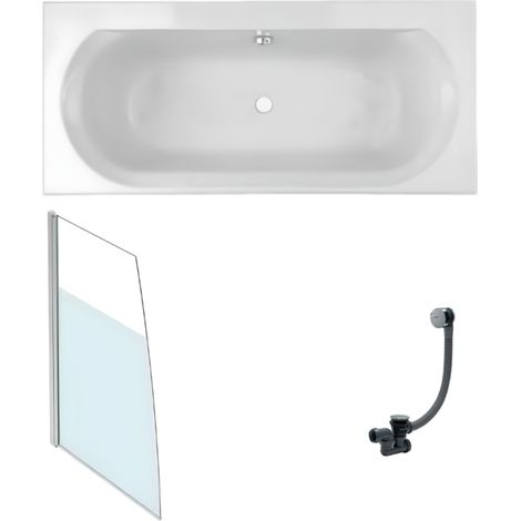 Baignoire droite 170 X 75 Elise acrylique + pare bain volet gauche + vidage