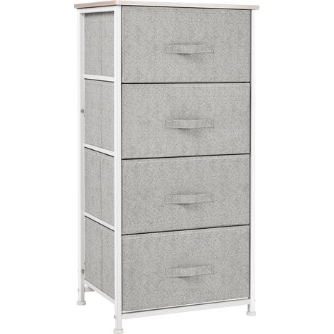 Commode en Tissu Meuble de Rangement 4 tiroirs chiffonnier dim. dim. 45L x 30l x 92H cm Cadre en métal (1/5)