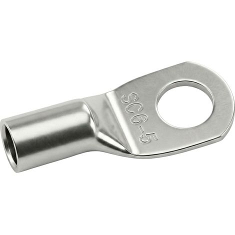 Cosse tubulaire 6mm² - Lot de 10 - Cuivre étamé non isolé - Connexion M5 sans soudure - Pour installations électriques - Diamètre trou 5,2mm (1/2)