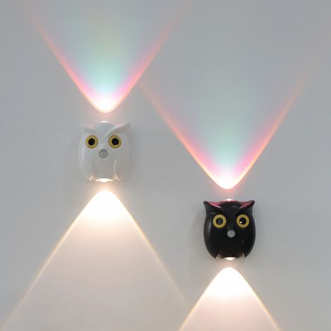 2 appliques hibou escaliers, éclairage à détecteur de mouvement, veilleuse couloir, convient pour murales, rechargeable et placard (1/5)